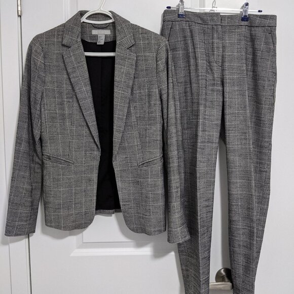 HM Light Grey Plaid Suit Set ( Blazer / Pants ) - Picture 1 of 3